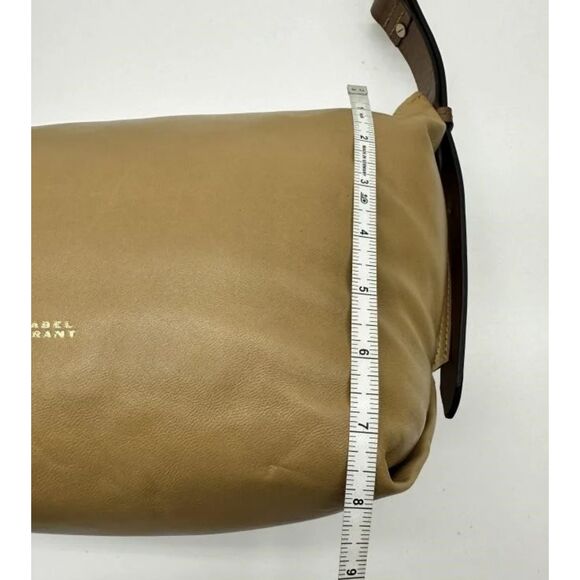 Isabel Marant Leyden Shoulder Bag Genuine Leather Golden Beige Brown Designer - Picture 7 of 13